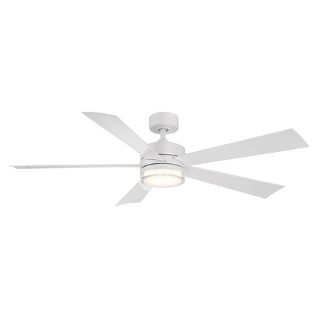 MODERN FORMS Wynd 5-Blade Smart Ceiling Fan 60in Matte White with 3000K LED Light Kit and Remote Control FR-W1801-60L